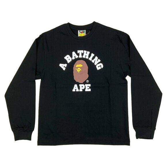 BAPE College Long Sleeve T-shirt BlackA Bathing Ape